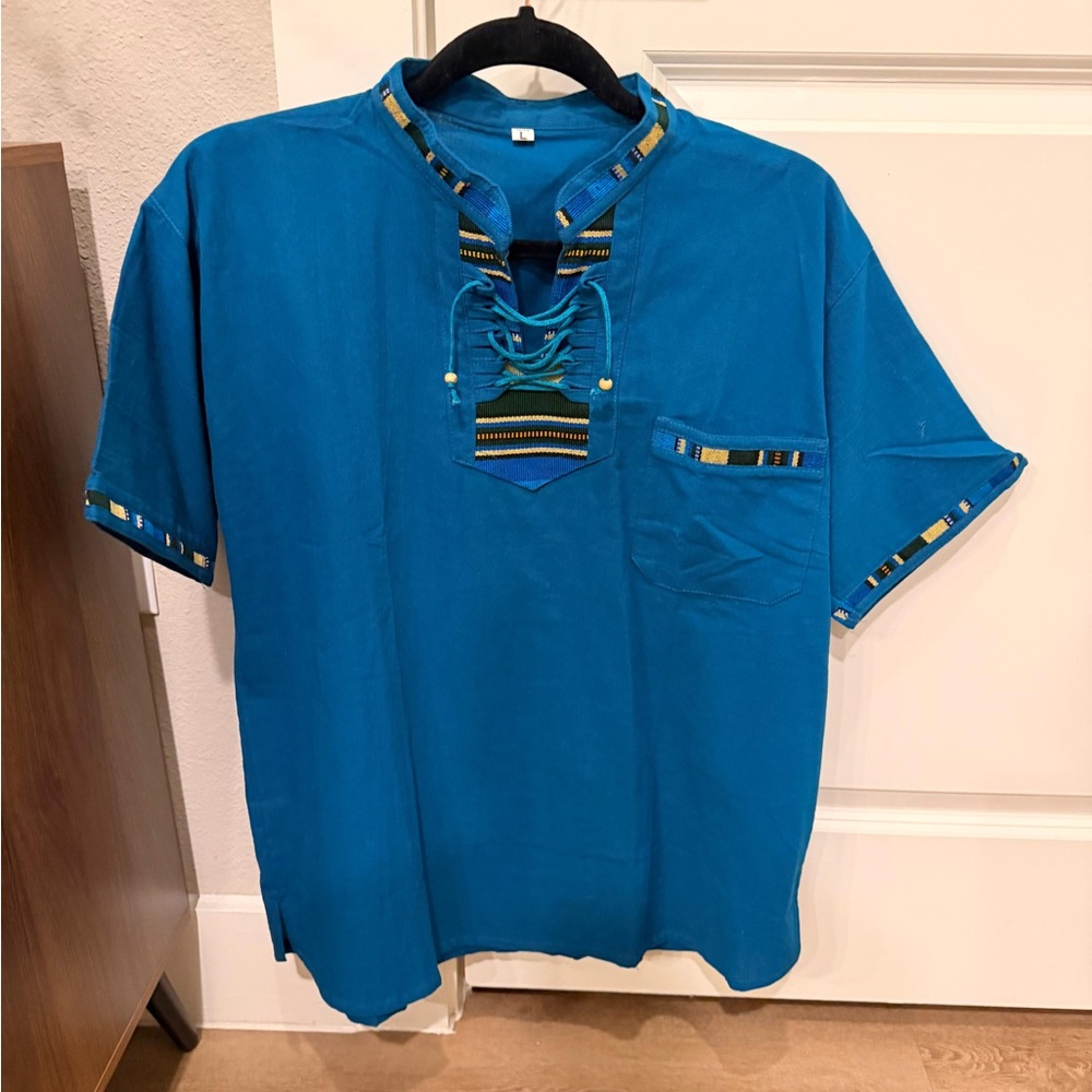 Men's Blue Traditional Shirt